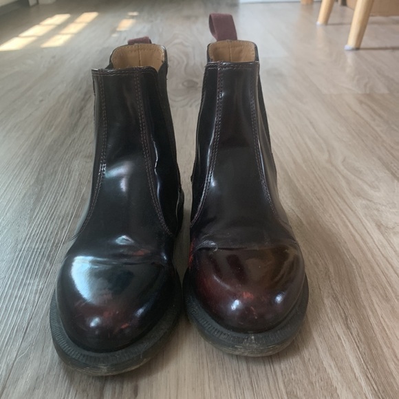 Dr. Martin maroon patent leather waterproof Chelsea boot - Picture 2 of 4